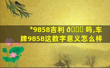 *
9858吉利 🐟 吗,车牌9858这数字意义怎么样